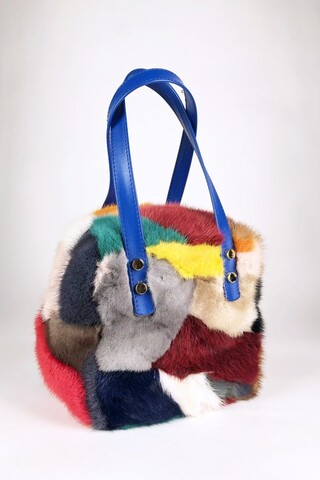 Multicolor patchwork mink bag