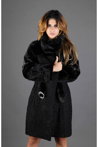 Fur coat in black Persian