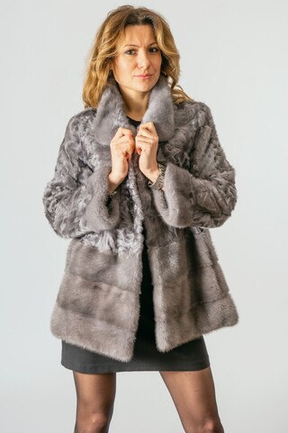 Grey xiangao lambskin jacket
