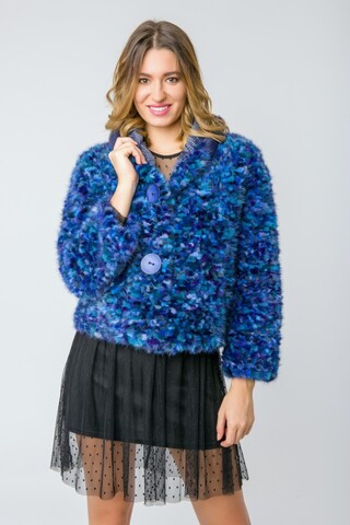 Pixel jacket in blue mink...