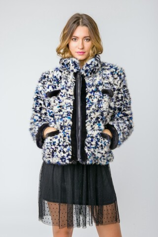 Pixel jacket in white mink...