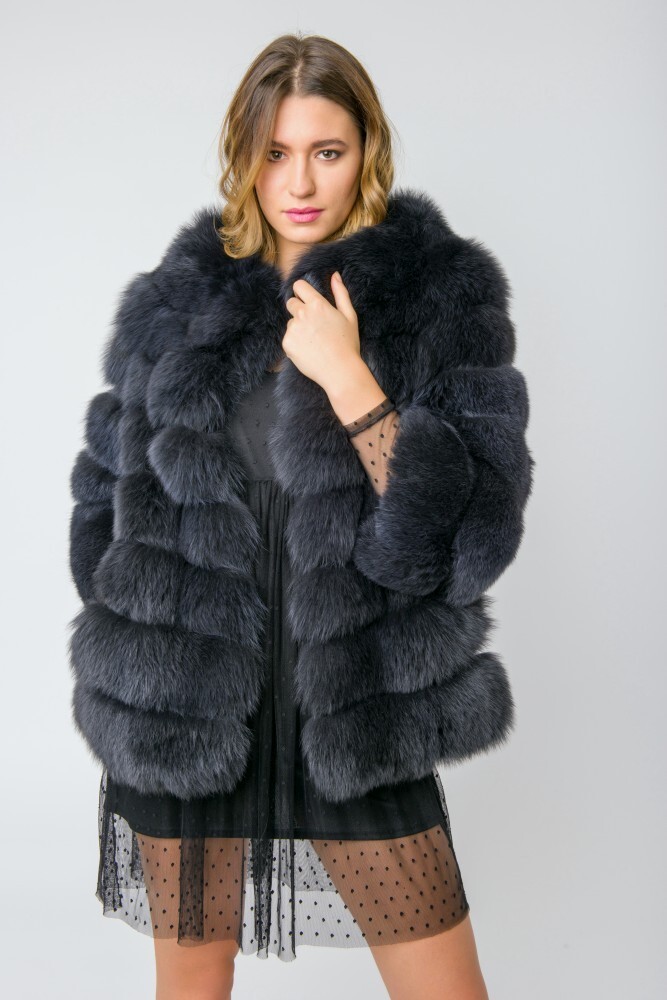 Dark grey fur jacket on sale