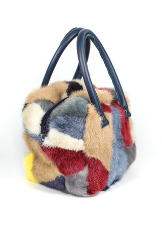 Multicolor mink cube bag