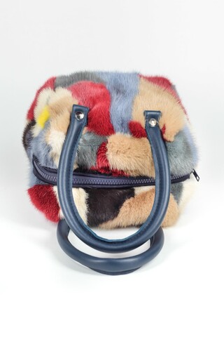 Multicolor mink cube bag