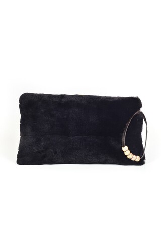 Black epilated mink clutch bag