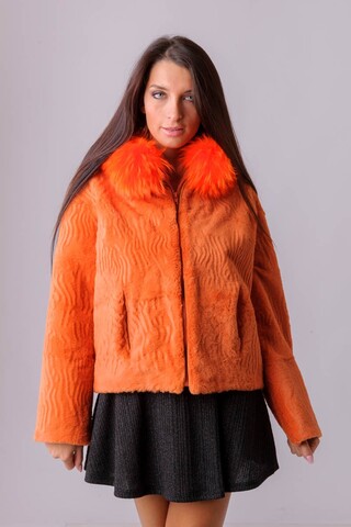 Orange lapin fur jacket,...
