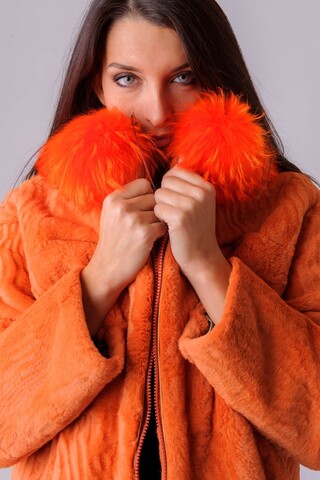 Orange lapin fur jacket,...