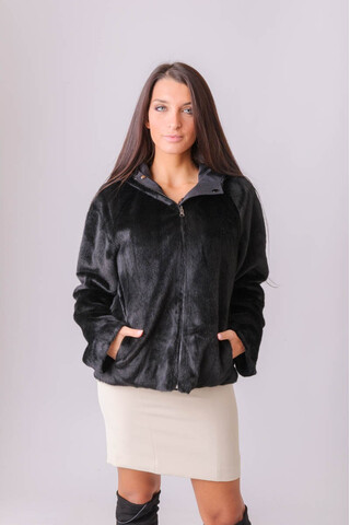 Black fur fabric jacket,...