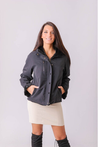 Black fur fabric jacket,...