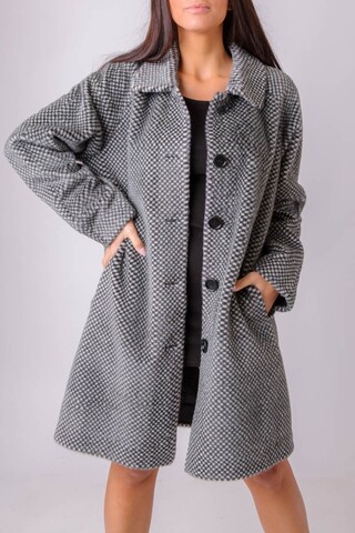 Fur fabric coat gray pie...