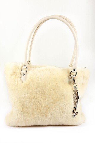 Cream beaver fur bag