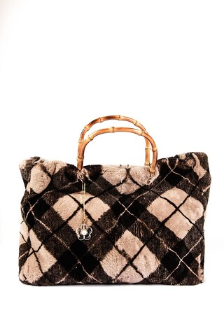 Printed lapin rex fur bag