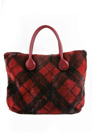 Printed lapin rex fur bag