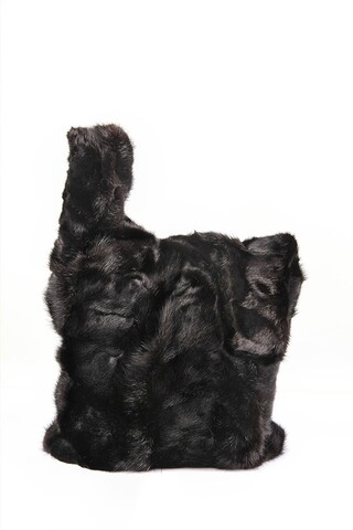 Black mink fur bag