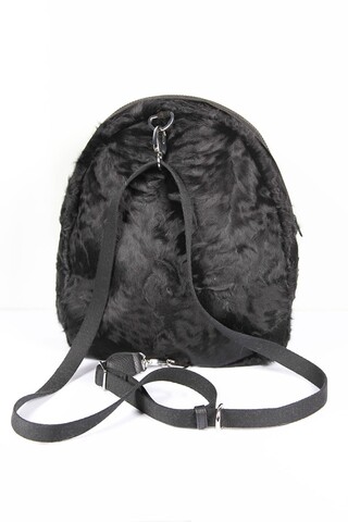 Black lamb fur backpack