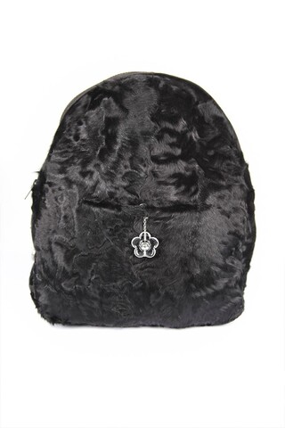 Black lamb fur backpack