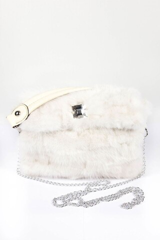 White mink fur handbag