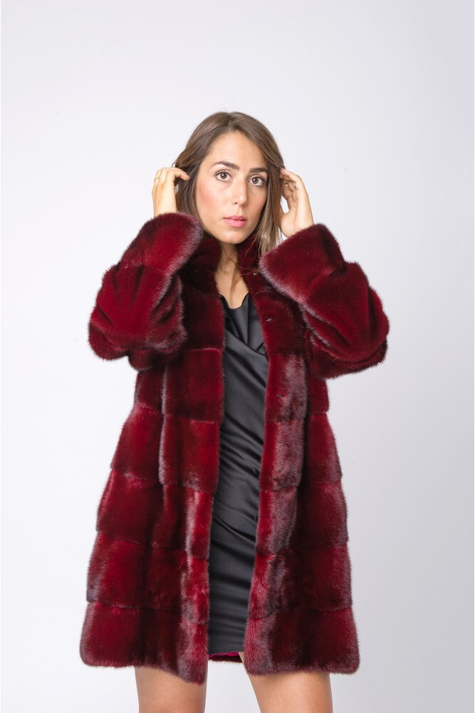 Burgundy mink coat hotsell