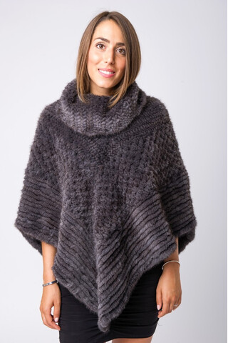 Grey mink poncho