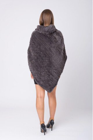 Grey mink poncho