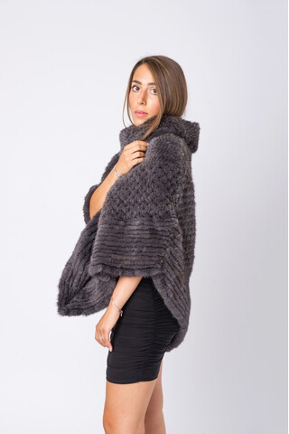 Grey mink poncho