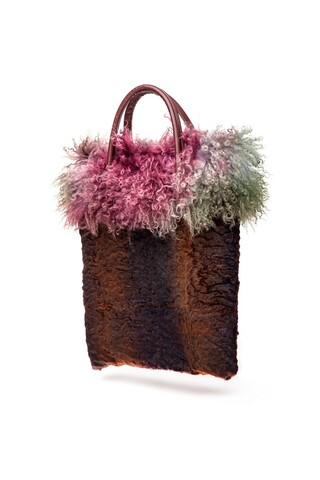 Borsa in lapin con bordo in...