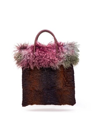 Borsa in lapin con bordo in...