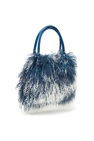 Brushed blue mongolian fur bag