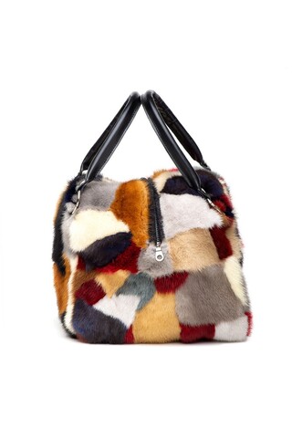 Multicoloured mink cube bag