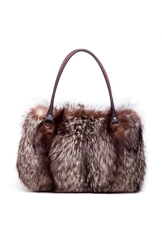 Silver fox fur bag