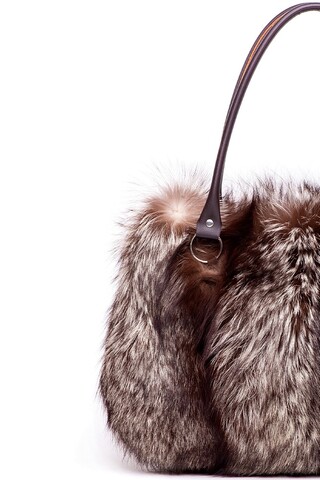 Silver fox fur bag