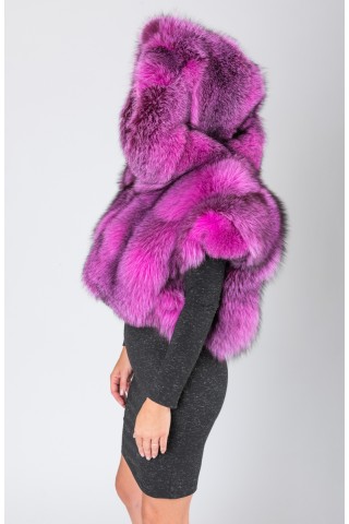 Fuchsia dyed silver fox...