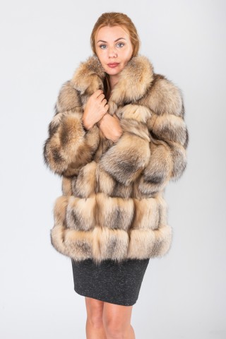 Silver fox jacket dyed beige