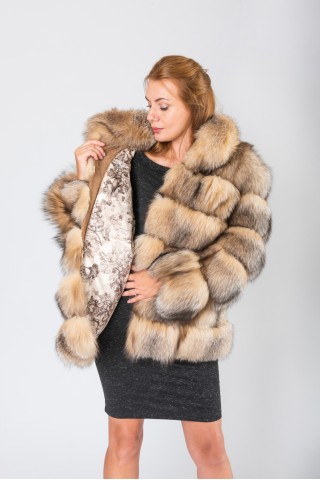 Silver fox jacket dyed beige