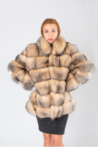 Silver fox jacket dyed beige