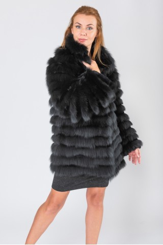 Black dyed fox fur jacket