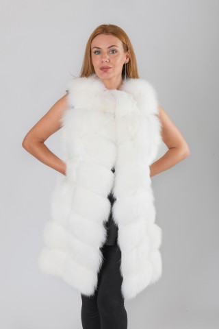 White dyed fox fur gilet