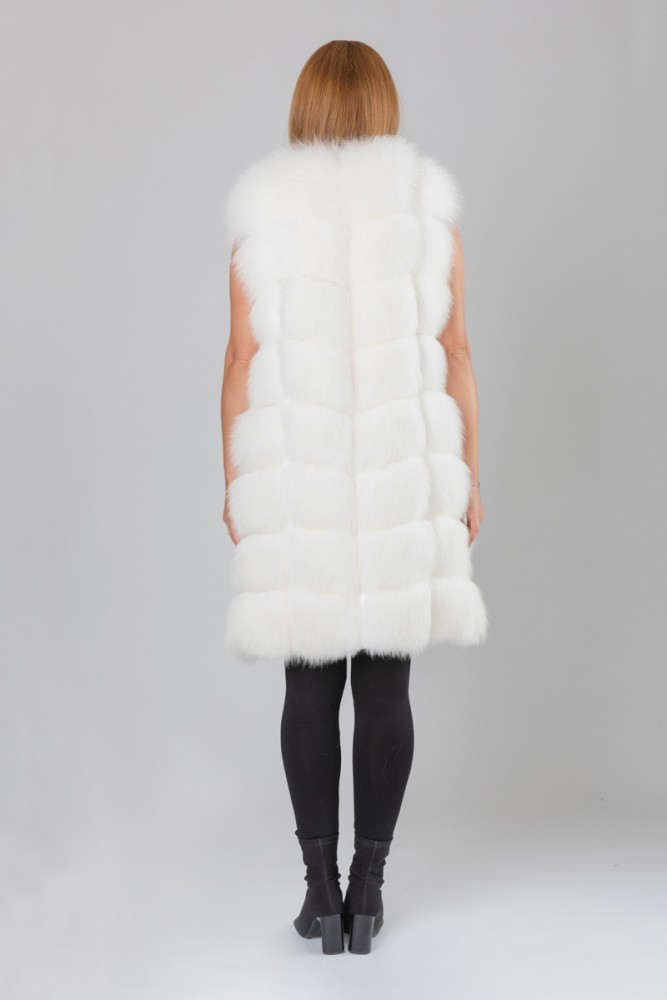 White dyed fox fur gilet - Pellicceria Serra