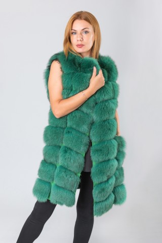 Gilet in volpe tinta verde