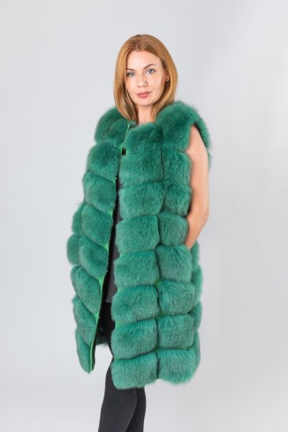 Gilet in volpe tinta verde