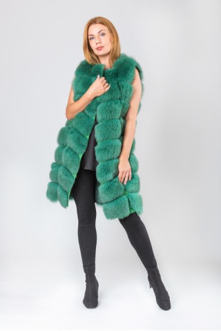 Gilet in volpe tinta verde