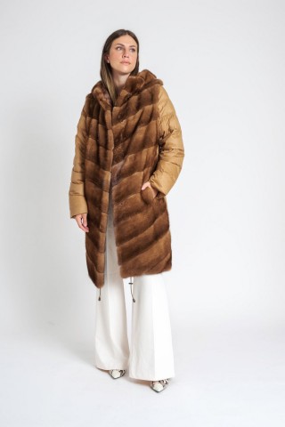 Down jacket with mink front