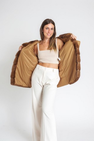 Short down jacket with mink...