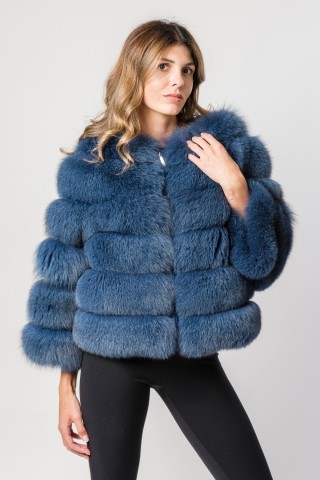 Giacca in volpe blu cobalto