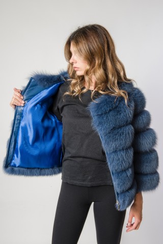 Giacca in volpe blu cobalto