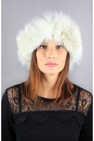 Fur trimmed wool cap.