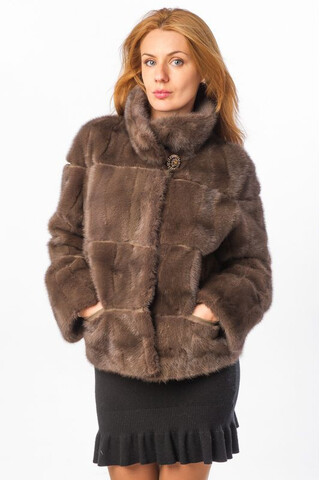 Jacket with brown dyed mink...