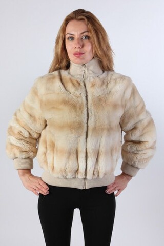 Lapin rex beige bomber with...