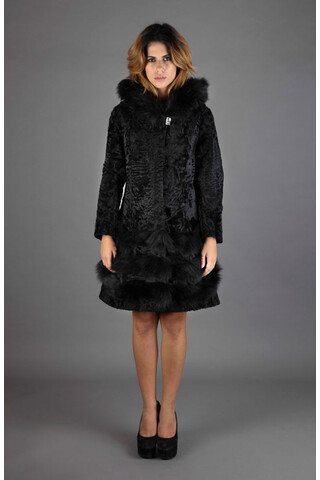 Persian black fur coat with...