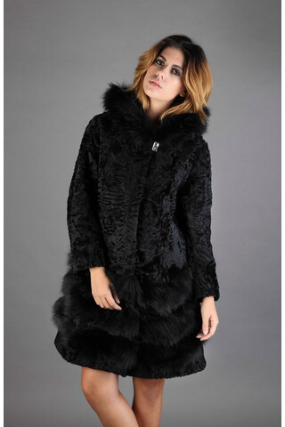 Persian black fur coat with...